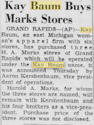 Kay Baum - November 1968 Acquisition